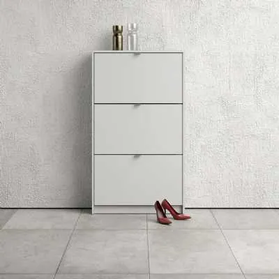 White Hall Wall Shoe Cabinet 3 Tilting Drop Down Doors 1 Layer