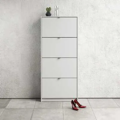 White Hall Wall Shoes Cabinet 4 Tilting Drop Down Doors 2 Layers