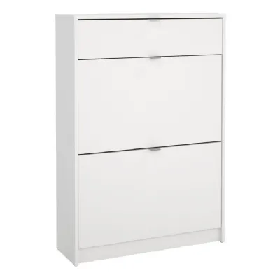 Shoes Shoe Cabinet 2 Flip Down Doors + 1 Drawer in White