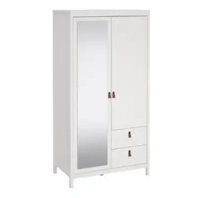 Barcelona Wardrobe with 1 door 1 mirror door + 2 drawers White