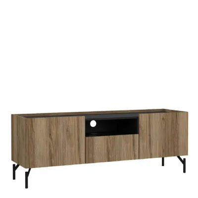 Kendall TVUnit with 2 Doors + 1 Drawer Oak and Black