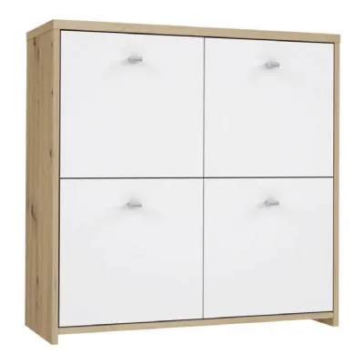 Best Chest Storage Cabinet with 4 Doors in Artisan Oak White