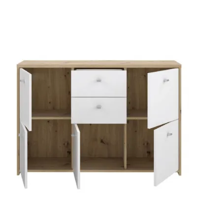 Best Chest Storage Cabinet with 2 Drawers and 5 Doors in Artisan Oak White