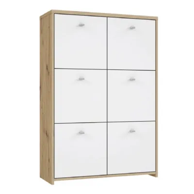 Best Chest Storage Cabinet with 6 Doors in Artisan Oak White