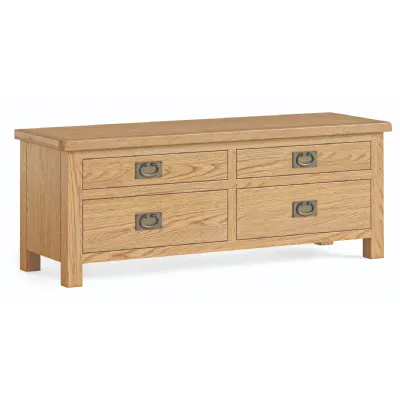 Light Oak 4 Drawer Low Chest of Drawers