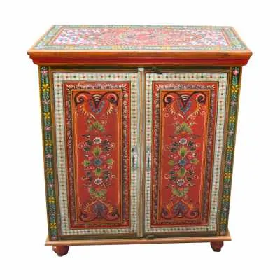 Cool Carnival Hand Painted Vintage Style Folk Pattern 2 Door Cabinet