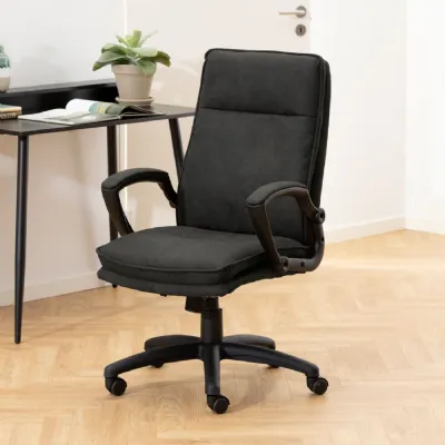 Brad Swivel Desk Chair with Armrest in Black