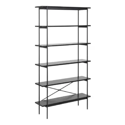 Angus Bookcase with 5 Shelves in Black