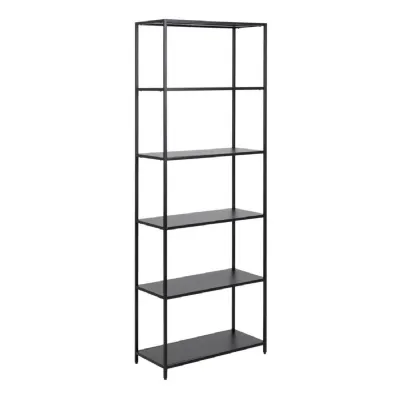 Newcastle Tall Bookcase with 5 Shelves in Matt Black