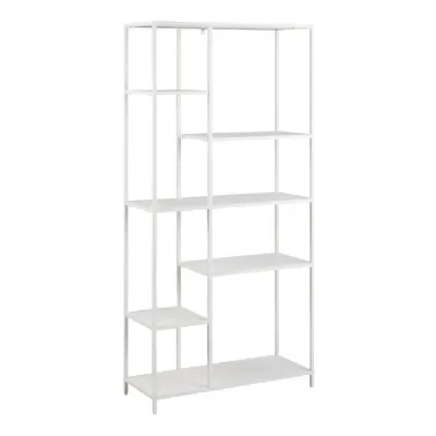Newcastle Asymmetrical Bookcase with 6 Shelves in White
