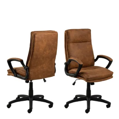 Brad Swivel Office Chair with Armrest in Brown