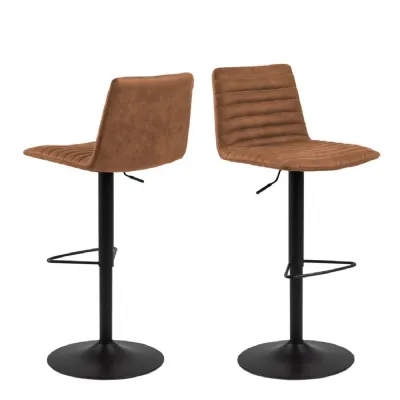 Kimmy Bar Stool with Brown Fabric in Set of 2