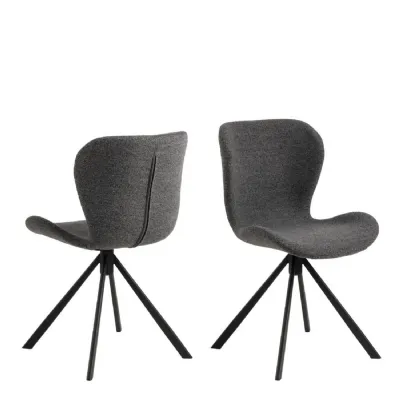 Batilda Swivel Dining Chairs in Grey Fabic Set of 2