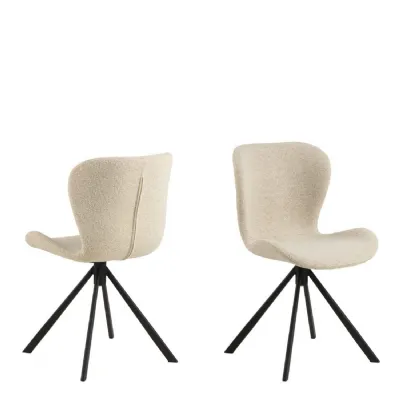 Batilda Swivel Dining Chairs in Cream Fabic Set of 2