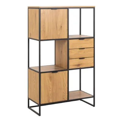 Swindon Bookcase with 2 Doors, 3 drawers and 1 Shelves in Black