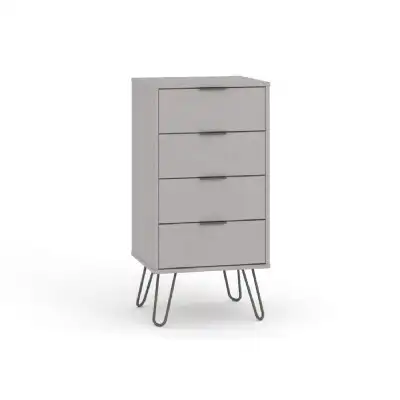 Stylish Narrow Grey 4 Tilting Drawer Bedroom Chest With Hair Pin Style Legs 9.03x4.5cm