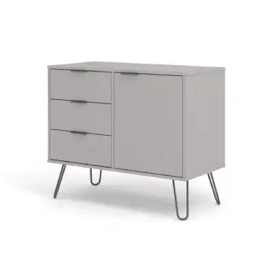 Retro Small Grey 1 Door 3 Drawer Living Room Sideboard With Pull Up Handles 73.6x90cm