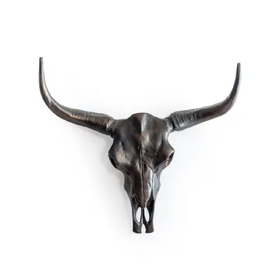 Aluminium Antique Bronze Bull Wall Skull