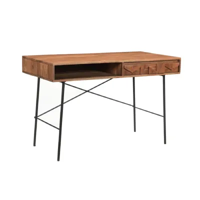 Natural Wood Block Designed 1 Drawer Desk