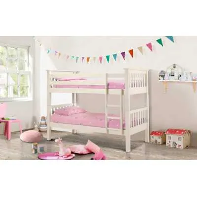 Stone White Painted Solid Wood Kids 3ft Single Childs Bunk Bed Frame