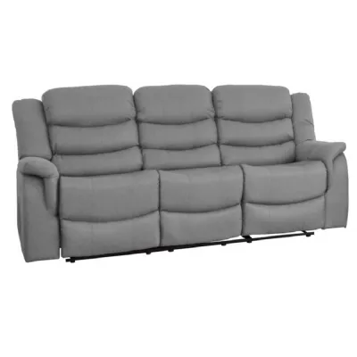 Grey Textured Fabric 3 Seater Recliner Sofa