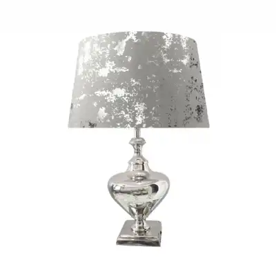 Chrome Metal Drum Shaped Silver Shade Table Lamp