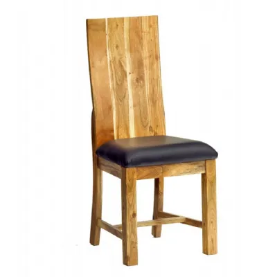 Industrial Solid Acacia Dining Chairs, PAIR