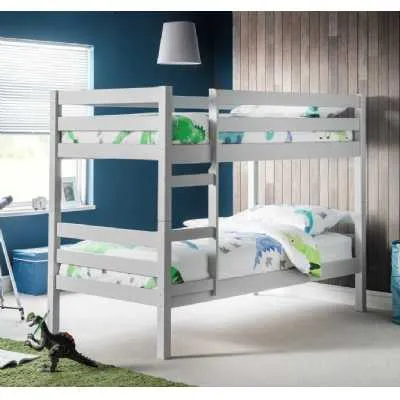Dove Grey Painted Wooden Kids Childrens Bunk Bed 2 x 3ft Single 90x190cm