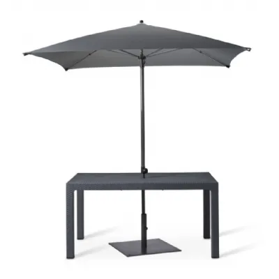 Outdoor 150cm Table and Dark Umbrella in Polypropylene Anthracite