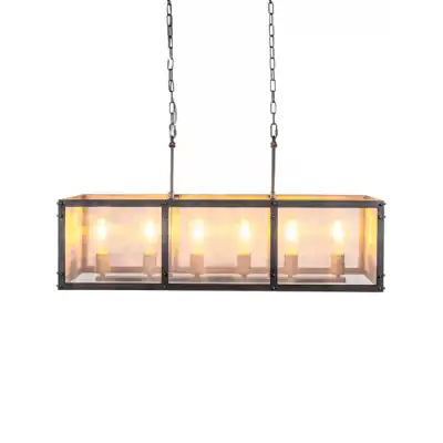 Rectangular Metal Chandelier with Central Branch