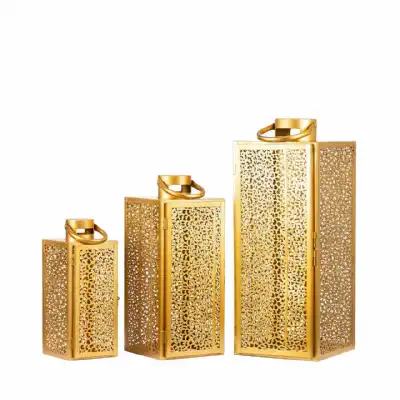 Esme Set Of 3 Gold Steel Lanterns