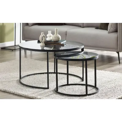 Chicago Round Nesting Coffee Tables Smoked Glass