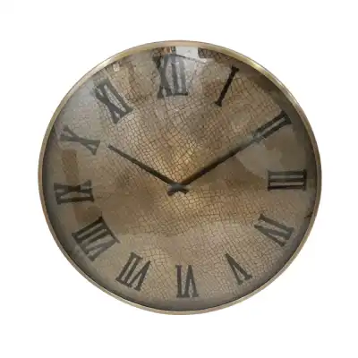 60xm Antique Gold Snake Etched Metal Wall Clock
