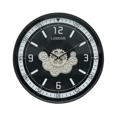 60cm Black Gears Wall Clock
