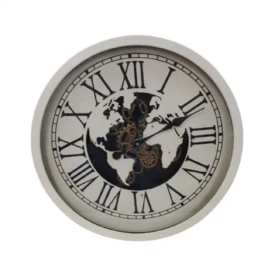 58cm White Gears Wall Clock