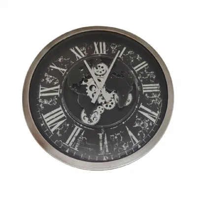 58cm Black Gears Wall Clock