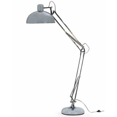 Large Chrome Desk Style Adjustable Floor Lamp