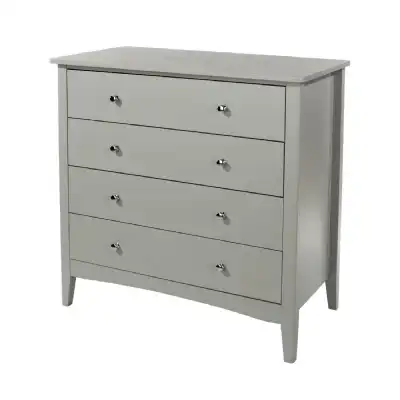 Modern Shaker Style Grey Painted Pine Wood Chest of 4 Drawers