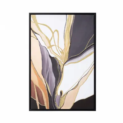 Black And Gold Framed Abstract Canvas Wall Art