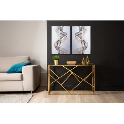 82x122 Framed Gold And Black Abstract Canvas