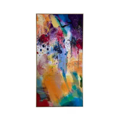 72x142 Framed Multicolored Abstract Canvas