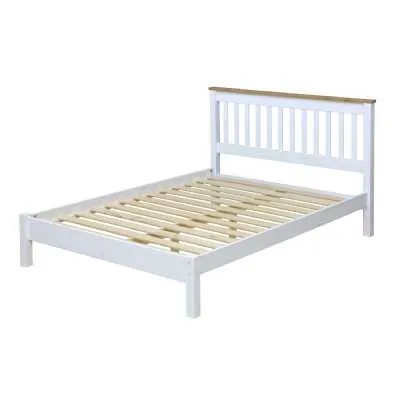 Capri Modern White Painted Solid Pine Double 4ft6in Slatted Low Foot End Bedstead