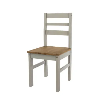 Grey Ladder Back Dining Chair Antique Wax Oak Seat