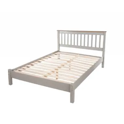 Corona Modern Grey Painted Solid Pine Double 4ft6in Slatted Low End Bed Frame