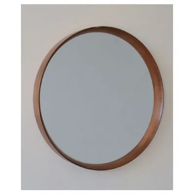 Large Round Oak Wood Framed Dovetail Wall Mirror