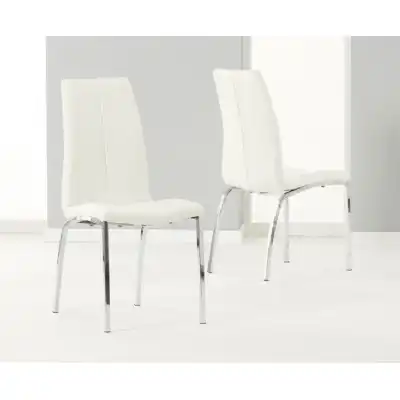 Ivory Faux Leather Dining Chairs x 4