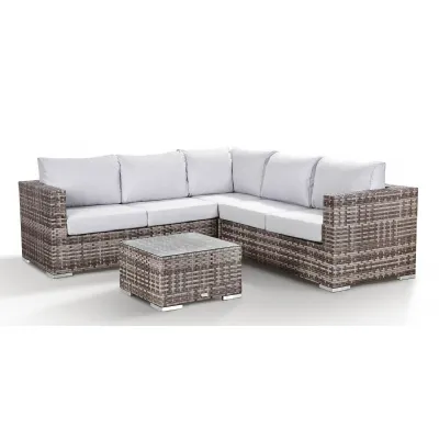 Luxury Grey Rattan Outdoor Corner Sofa Set with Coffee Table