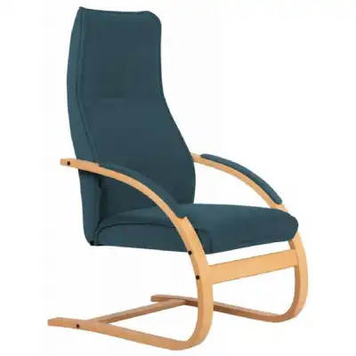 Blue Fabric Cantilever Beach Wood Relaxer Chair