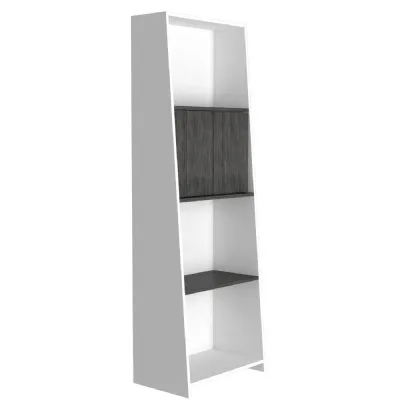 White Tall Open Bookcase Carbon Grey Effect Doors