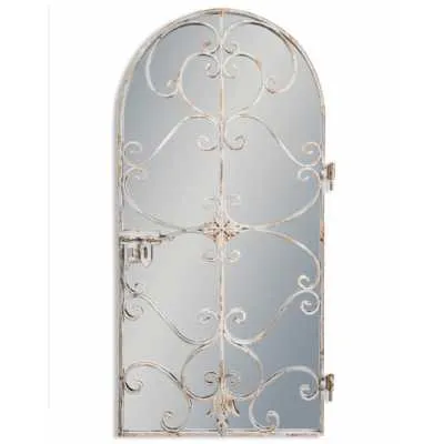 Rustic Blue Distressed Arched Garden Wall Mirror